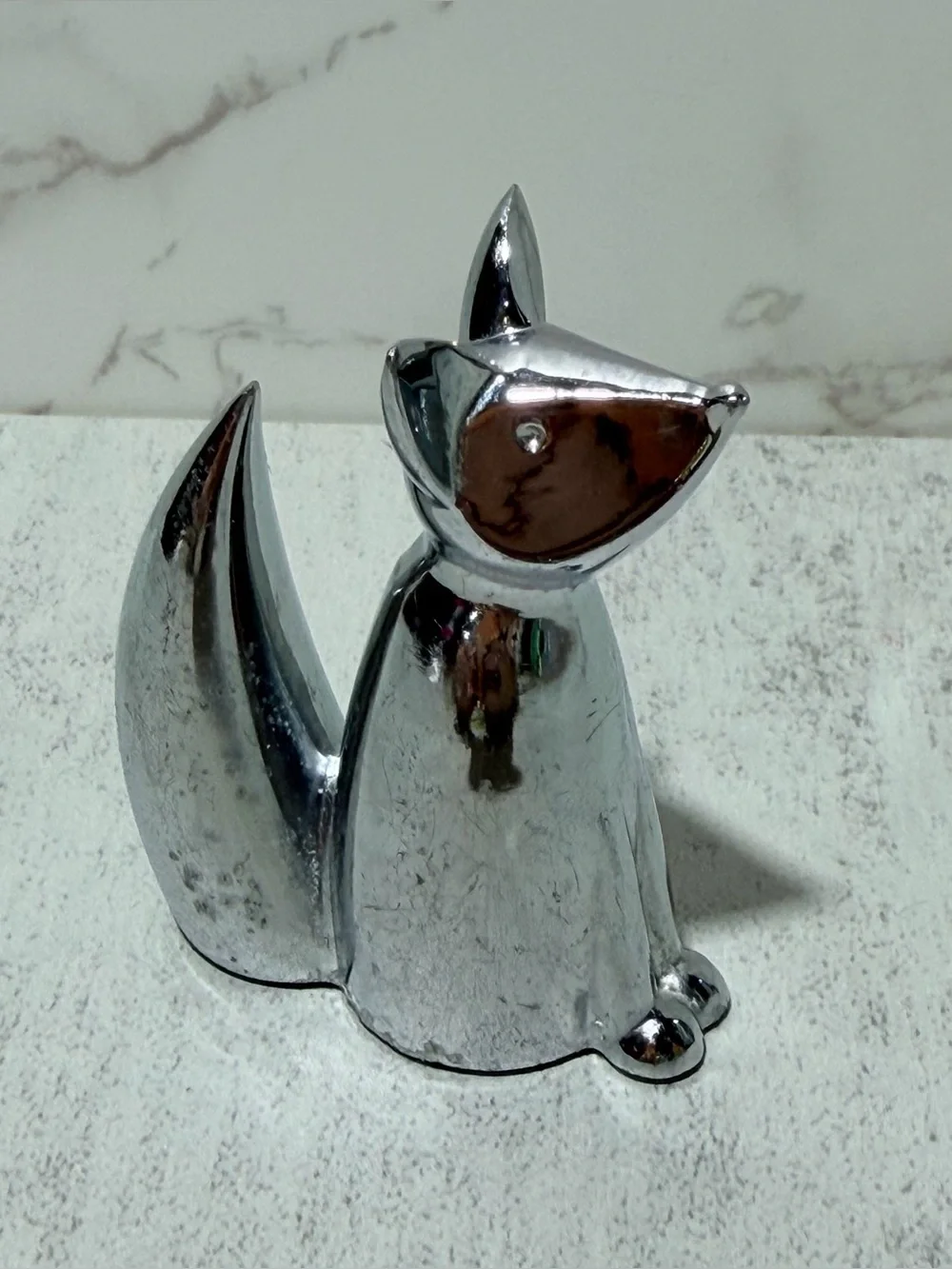 Umbra Chrome Silver Fox Decorative Accent Figurine ring holder